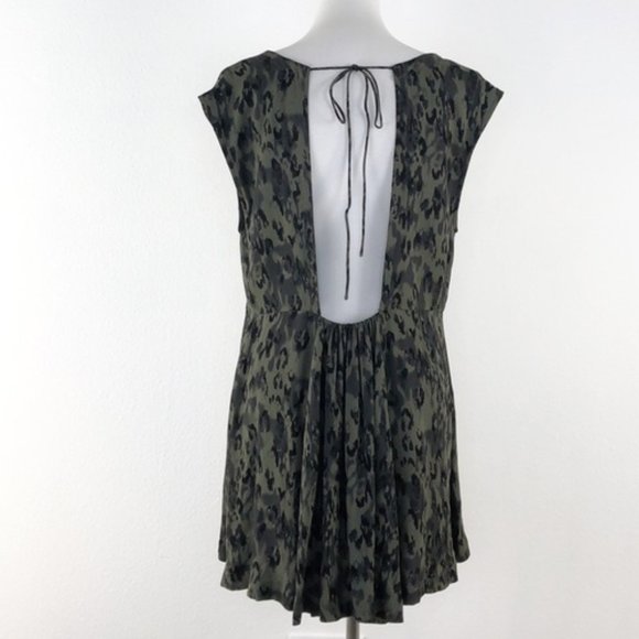 Free People Fake Love Mini Camo Dress Open Back L - Picture 4 of 5